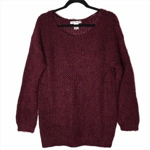 Say What? Burgundy Scoop Neck Sweater Size Large